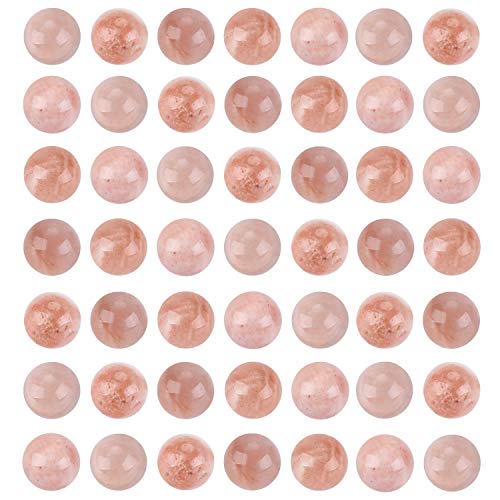 Abesee 6mm 100PCS Natural Sun Stone Loose Gemstone Round Beads Jewelry Making Supplies, AAA Grade Semi Precious Stone DIY Craft with Crystal Stretch Roll Crystal Stretch Roll