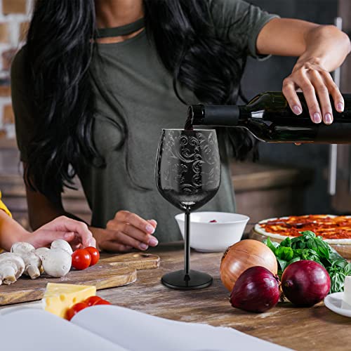 Chengu 4 Sets Stainless Steel Wine Glass Plated Wine Glasses Unbreakable Stemmed Wine Glasses 17 Oz Stainless Steel Wine Goblet For Outdoor Pool Party, Anniversary And Wedding Holiday (Black) #TOP6