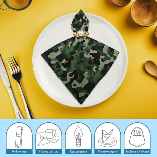 Servilletas de Tela con Estampado Camuflaje Verde Reutilizables miniatura 7