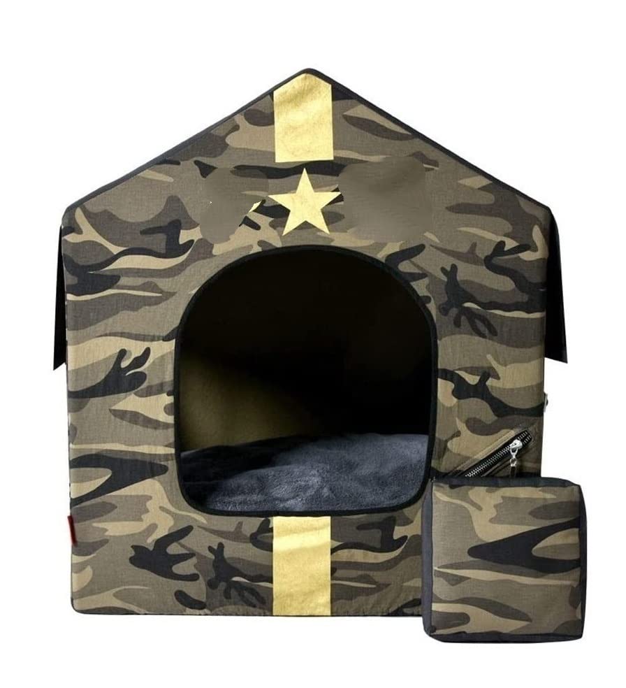 Lit de compagnie amovible pour chat et chien avec niche intérieur camouflage
