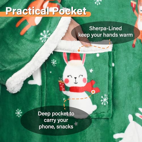 Image of Catalonia Sherpa Wearable Blanket with Sleeves and Pocket for Adults