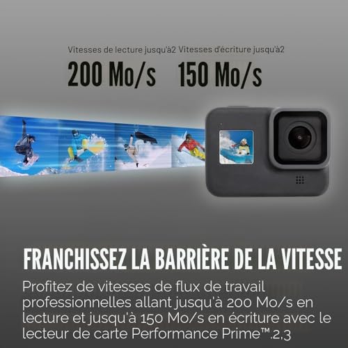 PNY 256GB Pro Elite Prime C10 U3 V30 A2 microSDXC Carte Mémoire Flash