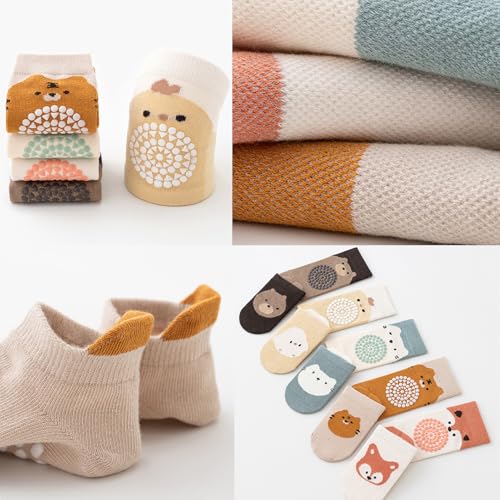 Feidoog Baby Crawling Anti-Slip Elastic 3 Pairs Knee Pads and 3 Pairs Socks Set,Toddler Knee Protector for Baby Kids Kneepads4