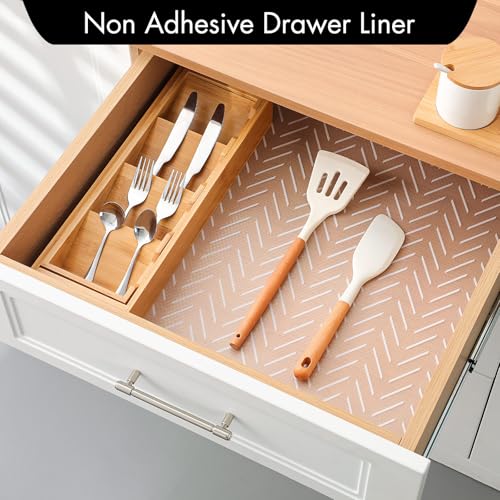 Image of Cooyes Shelf Liner -- Non-Slip Shelf Liners for Kitchen Cabinets - Waterproof Shelf Paper with Modern Pattern - Durable EVA Cabinet Liners