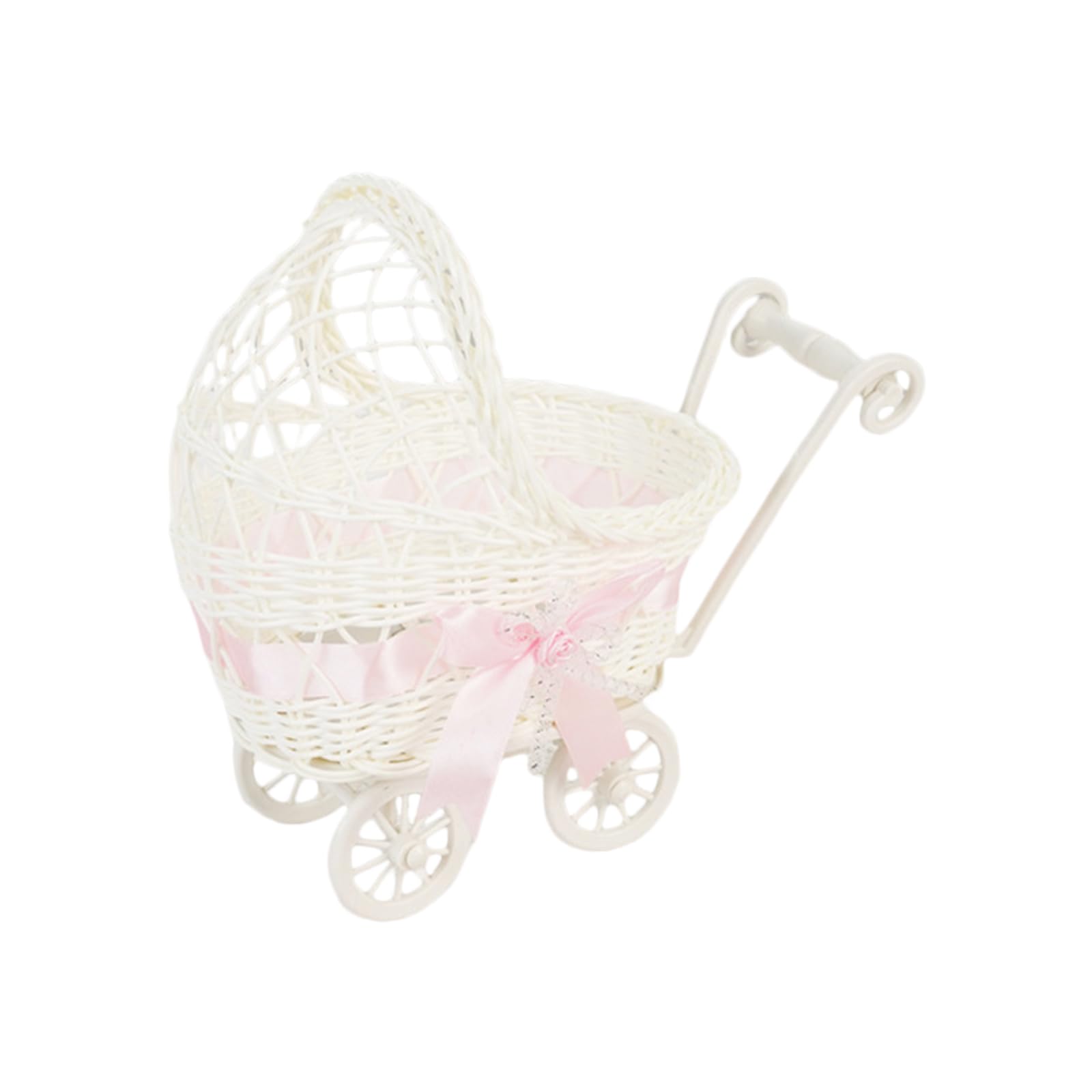 Tsophreniq Unique Miniature Cart Form Snacks Storage Box with Handle Imitation Rattan Handwoven Basket for Household Items Portable Treat Storage Basket