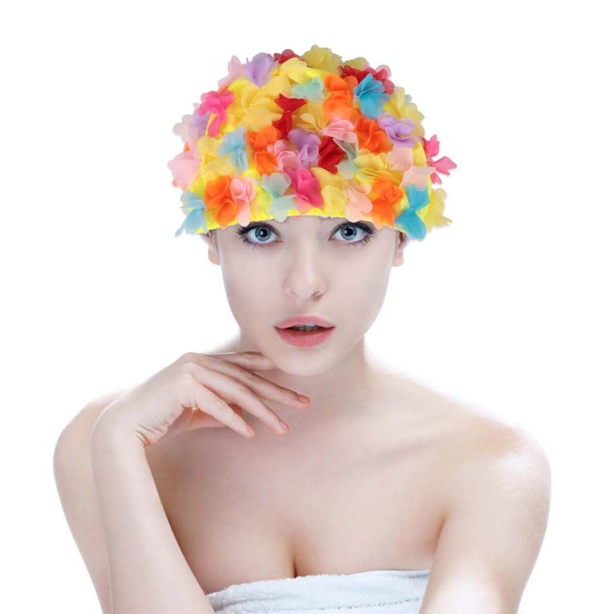DECHOUS 1pc Shower Cap for Kids Hair Shower Cap Swim Hats for Women Swim Cap Adult Fashion Swim Cap Swim Cap Girls Swimming Cap Flowers Petal Elasticity The Bath Women's Girls Swim Cap
