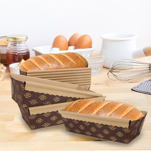 Moldes de papel para pan desechables, mini fuentes de horneado para pastel de paquete y budín 7