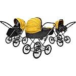 SKYLINE Klassisch Retro Stil Wicker LUX Kombi-Kinderwagen Buggy 3in1 Reise System Autositz (Isofix) (Light Pink/14 "Räder)