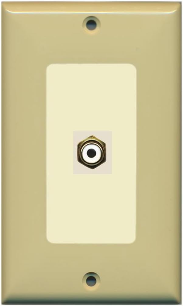 RiteAV - 1 RCA White for Subwoofer Audio Port Wall Plate Decorative - Black - Bracket Included