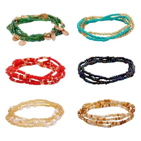 31-49Inch Elastic Waist Beads Plus Size for Women Adjustable Beaded Body Chain Belly Bracelet Stomach Beads Waistbeads (C, 31-37in) Cover
