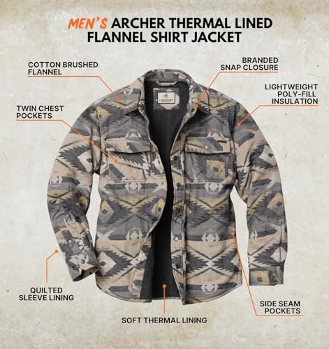 Image of Legendary Whitetails Mens Thermal Lined Shirt Jacket Plaid Flannel Polyfill Insulated Shacket