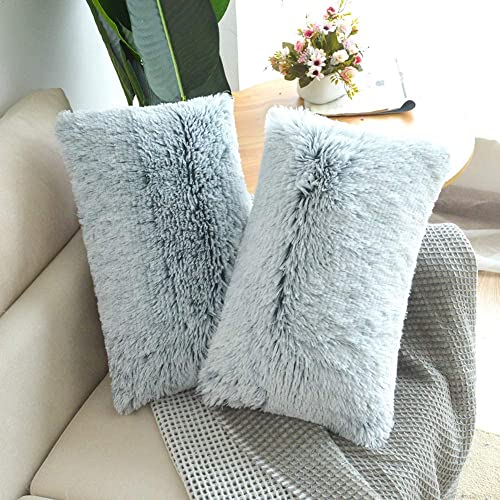 Image of Lumbar Faux Fur Throw Pillow Covers for Couch Decorative Pillows 12x20