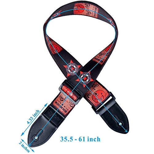 Kingpoint sangle de guitare pour guitares acoustiques et électriques, effet peint coloré, modèles uniques. Rock n Roll - Les Beatles, Paul McCartney, John Lennon, RIngo Starr, George Harrison Kingpoint sangle de guitare pour guitares acoustiques et électriques, effet peint coloré, modèles uniques. Rock n Roll – Image 6