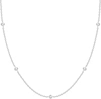 PAVOI 14K Gold Plated Station Necklace with CZ Stations - Women's Hypoallergenic Layering Chain, 15" + 3" Extender