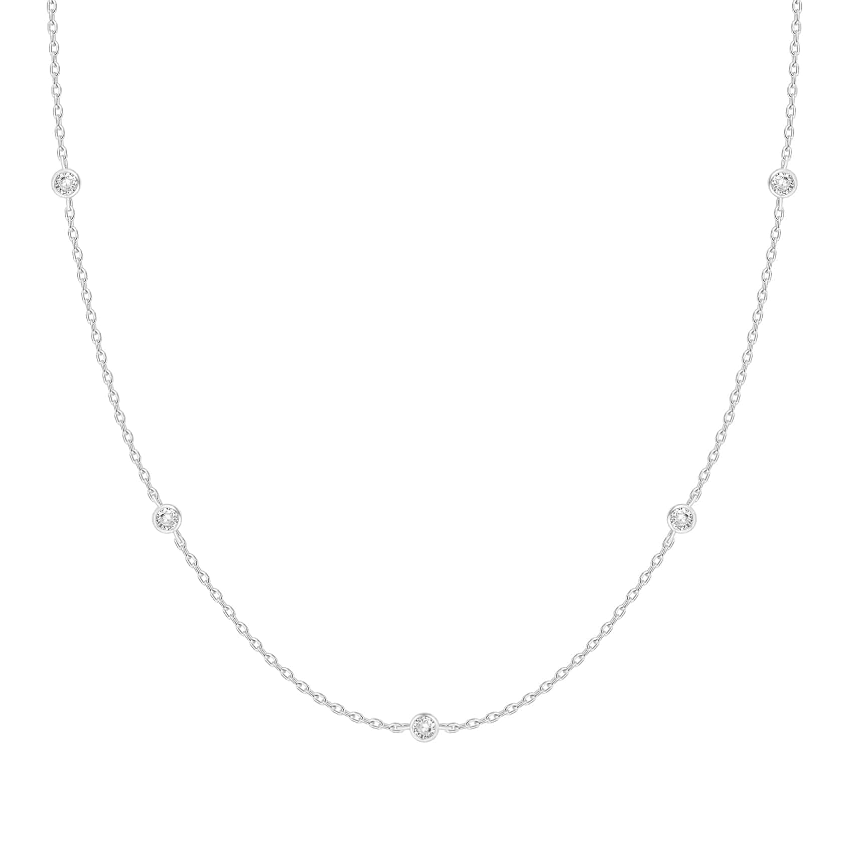 PAVOI Layering Necklace for Women, 14K Gold Plated Station CZ Chain Layered Necklaces for Women, Simulated Diamond Necklace, Dainty Necklace, Chain Necklace for Women