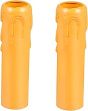 LIFKOME 20 Piezas carcasa de vela cubiertas de velas caja casquillos de velas portalámparas de araña condujo Cubrir candelabro candelabro mangas de vela de lámpara el plastico Amarillo