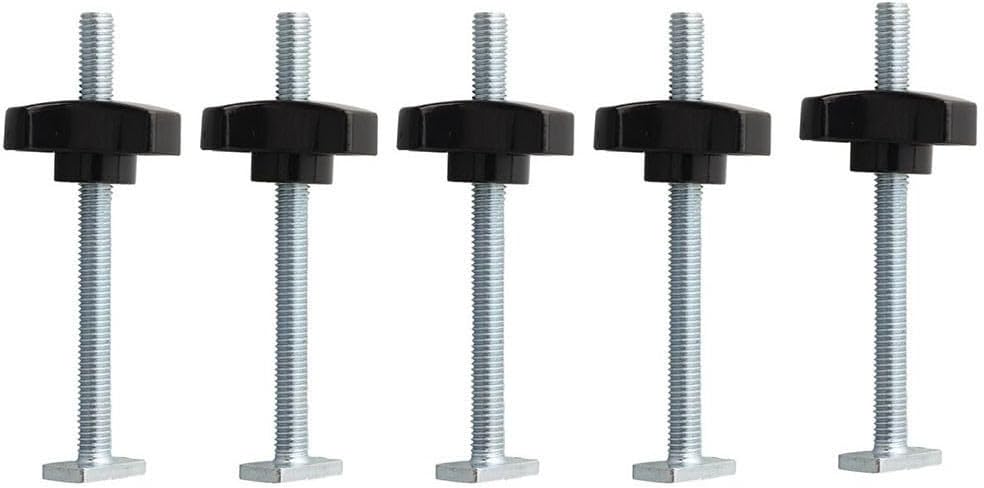 Sets M8 T-Track Bolts and Knobs Kit with Plastic Brass Insert Nuts for Woodworking Jigs, Router Table Accessories, Drill Press Hold Downs and Fence Clamping