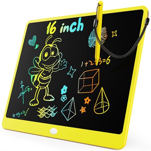 Image of KOKODI LCD Writing Tablet, 16 Inch Colorful Toddler Doodle Board Drawing Tablet, Erasable Reusable Electronic Drawing Pads, Educational and Learning Toy for 3-6 Years Old Boy and Girls(Yellow)