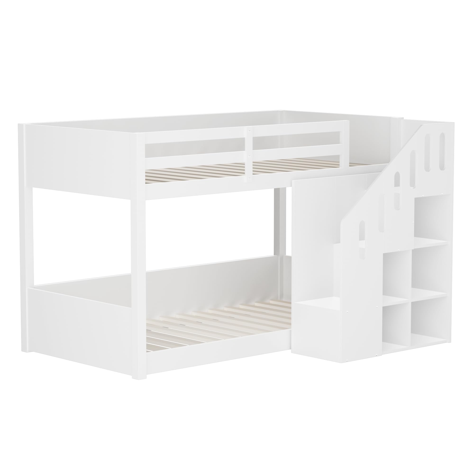 Dolamaní Letto a castello per 2 bambini, 90 x 200 cm, con scala, letto per bambini con armadietti e protezione anticaduta, per cameretta dei bambini, letto a soppalco per bambini, letto a castello per