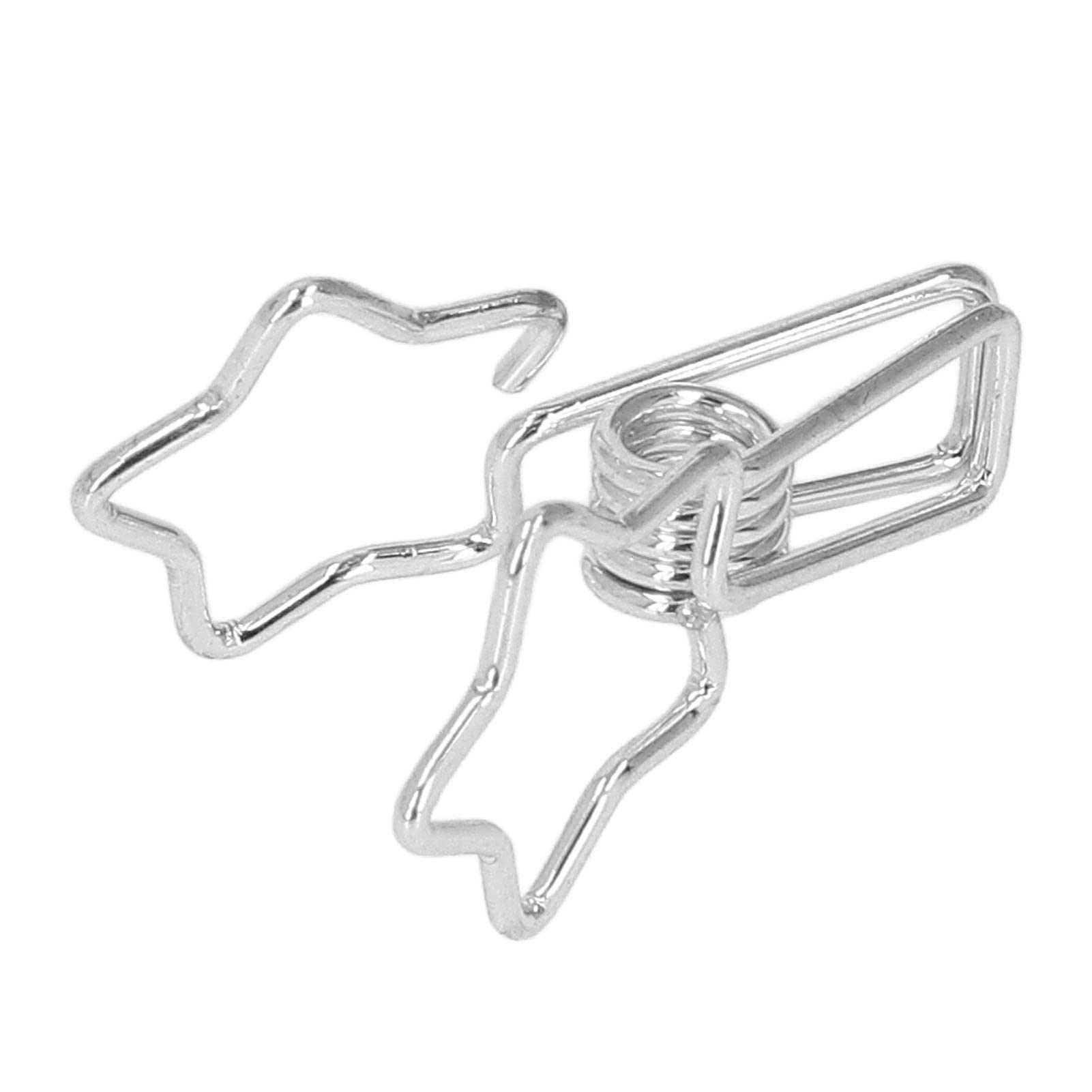 Star Hollow Clips Lovely Design Strong Clamp Paper Holder Organization Office School (Silver)