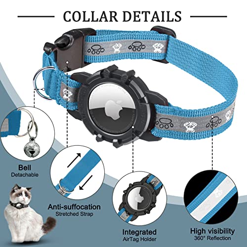 Reflective Airtag Cat Collar, JIARUI Integrated Apple Airtag Cat Collar, GPS Cat Tracker Collar with Airtag Holder and Bell - Image 4