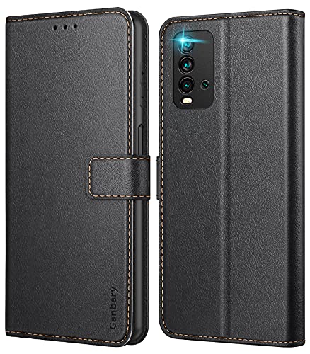 Ganbary Funda Compatible con Xiaomi Redmi 9T, Funda Movil Carcasa PU Cuero con Ranura para Tarjeta, Cierre Magnético, Función de Soporte para Xiaomi Redmi 9T, Negro Cover