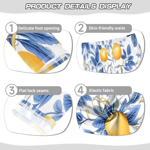 Bolaz Toddler Girls Leggings Printed Yoga Pants Leggings Blue Leaves Lemon for Kids3