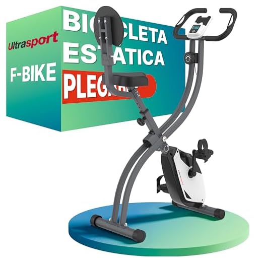 Ultrasport Bicicleta estática F-Bike 200B con sensores de pulso de mano, con respaldo, plegable