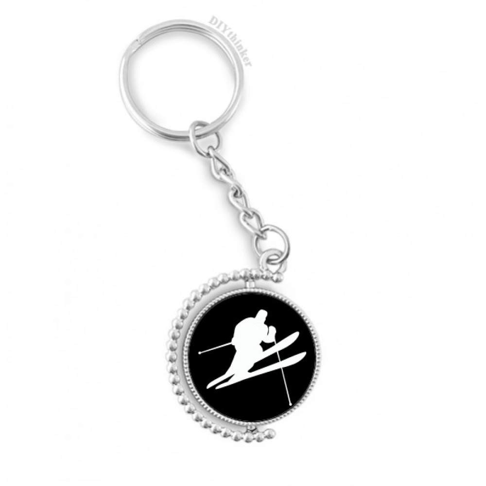 Porte-clés ski silhouette rotatif en métal robuste 1,2x3,5"