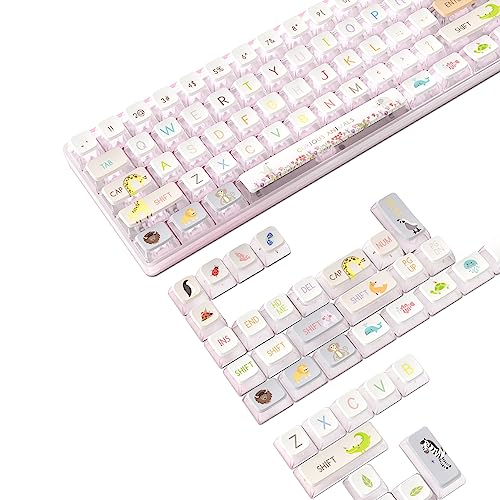 MAMBASNAKE 120 Keys PBT Pudding Keycaps Set,ASA Profile,Dye-Sublimation,ANSI US Layout for 61 68 87 98 104 108 Mechanical Keyboard,Compatible with Cherry Gateron Otemu Kailh MX Structure(Animal World)