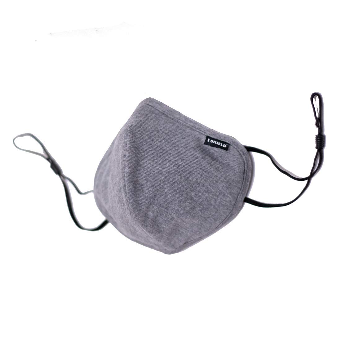 I SHIELD Tekfabrik Cotton Self sanitizing Face Mask, Sitra & Rgcb Tested, 6-Layer, 30-Wash Reuseable, Adjustable Earloop facemask (Square L) , Grey, Without Valve, Pack of 1 for Unisex