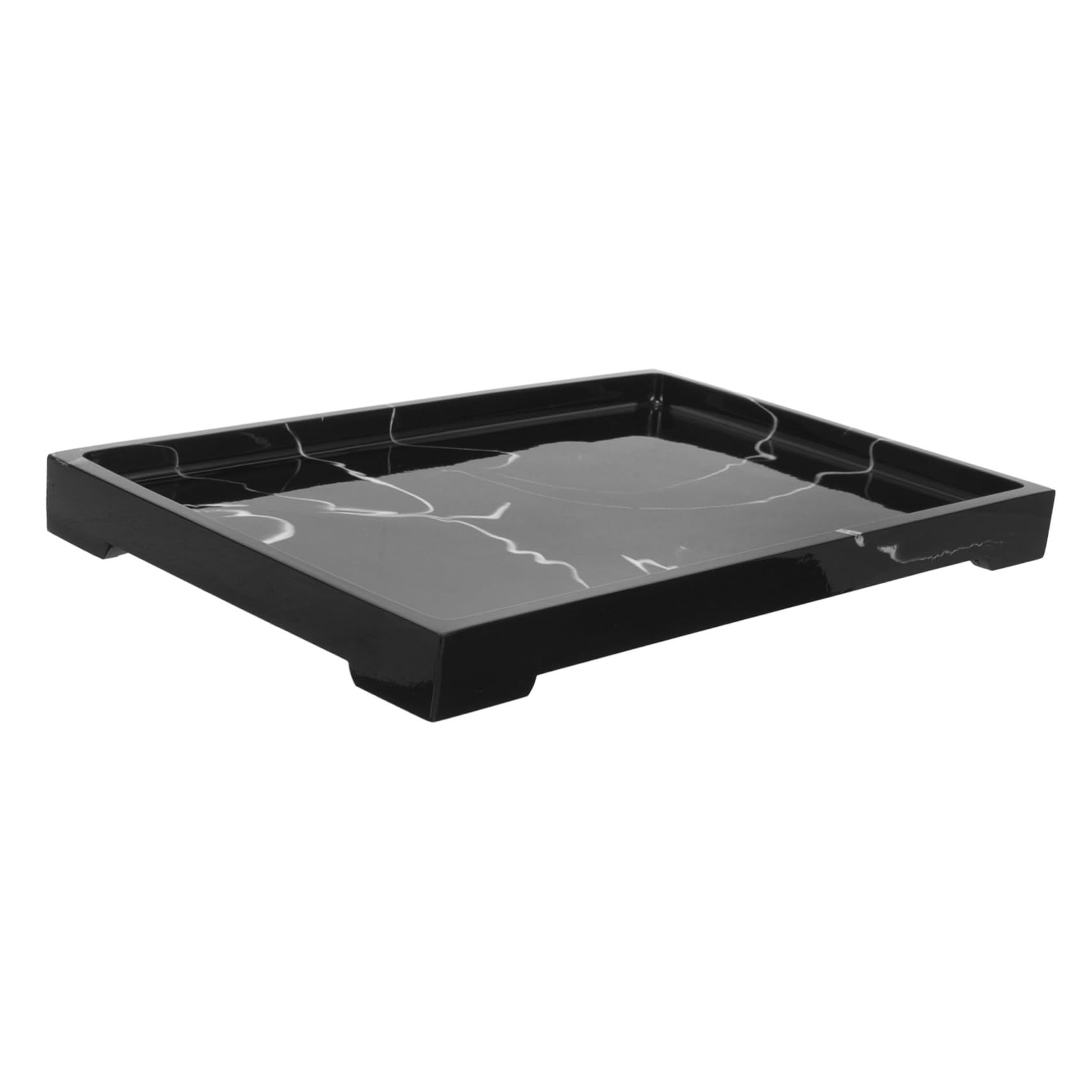 Vassoio in Resina Effetto Nero per Profumi e Cosmetici Organizer Decorativo per Bagno Camera e Ingresso per Prodotti di e Oggettistica Casa