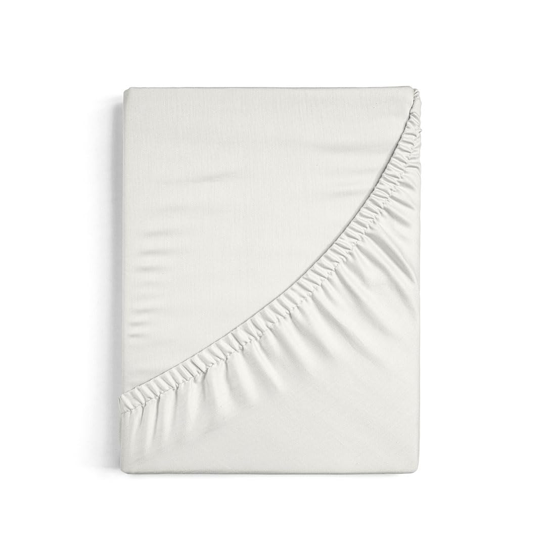 LERUUM White Super King Fitted Sheet 100% Cotton 180x200cm 35cm Deep