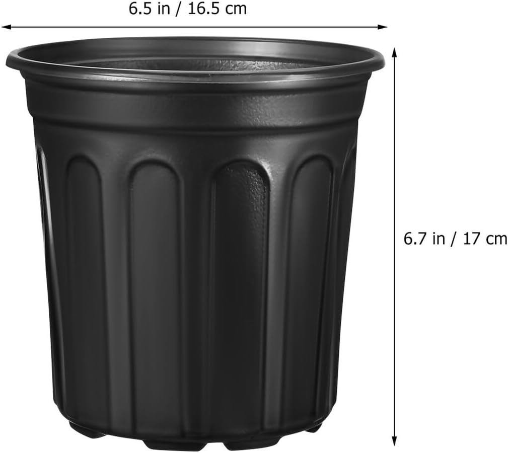 50pcs Plastic Nursery Pots with Drainage Holes for Indoor and Outdoor Gardening, Round Garden Planter Pots 16.5cm Diameter, Seed Starting and Transplanting Containers
