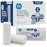 MED PRIDE Conforming Stretch Gauze Bandages 12 Rolls 3'' x 4.1 Yards| Sterile Latex Free First Aid Pads | Wound Care Rolled Dressing Wrap | Medical Non-Adherent Mesh Bandages