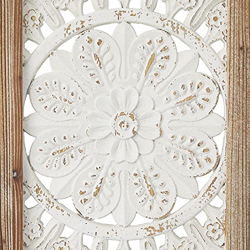 Deco-79-Wood-Floral-Intricately-Carved-Wall-Decor-with-Mandala-Design-Set-of-3-35-35-35H-White