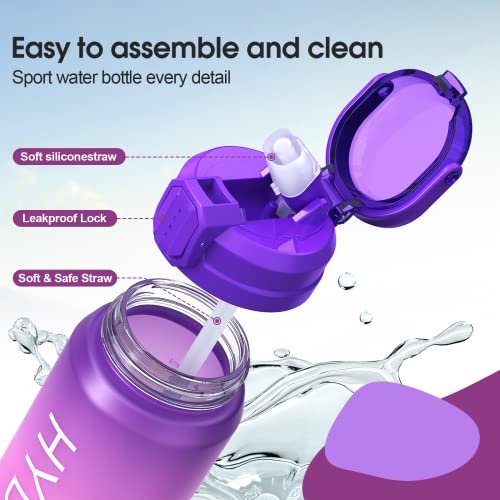 Y&3 32Oz Water Bottle With Straw & Time Marker, Motivational Water Bottle With Handle, Leakproof, Tritan Bpa Free Water Jug, For Fitness, Gym, Outdoor (Purple Pink Gradient) #TOP4