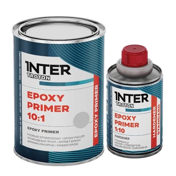 Troton GRUNDIERUNG 10:1 2K EPOXY Primer FÜLLER Epoxidharz 1 1kg Ink HÄRTER Inter Grau