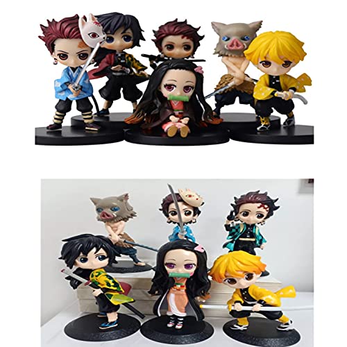 Action Figure Kit 6 Peças Kimetsu No Yaiba Qposkets Lindos