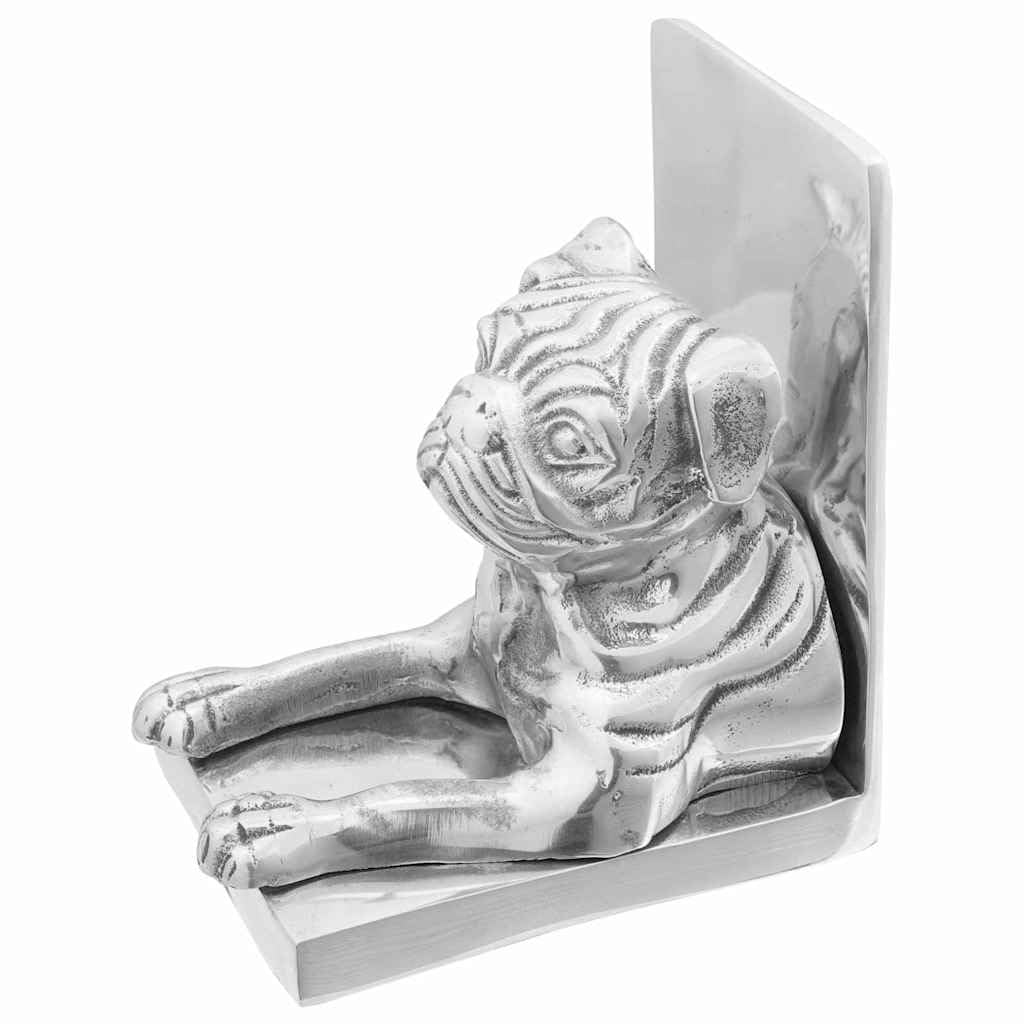 2 fermalibri in alluminio argentato, 12 x 15 x 18 cm, con intarsi decorativi, antiscivolo, pesanti, come supporto per mensole e fermalibri, per soggiorno, ufficio, cameretta dei bambini