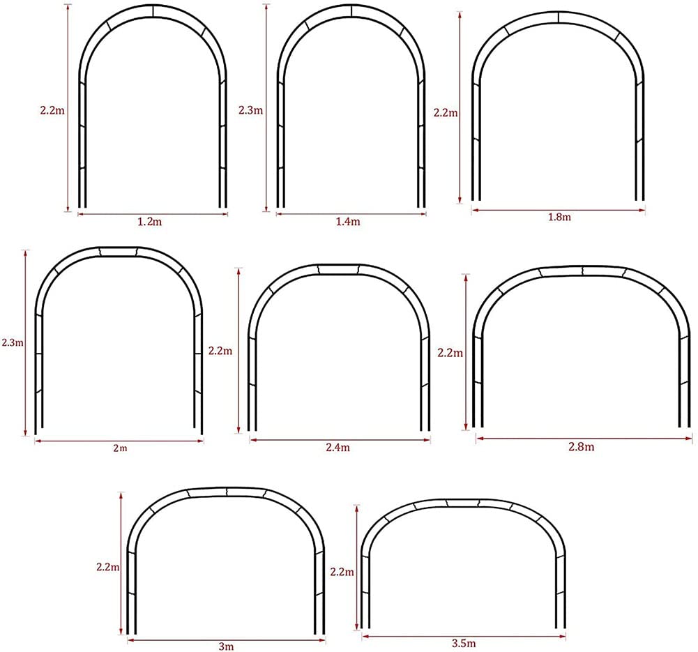 120-350 cm Breite Rosenbögen Gartenbogen Rankgitter Torbogen Für Kletterpflanzen Und Rosen Pergola Blumen Rankhilfe Hochzeit Deko Rosengestell Schwarz,W1.8M*H2.2M