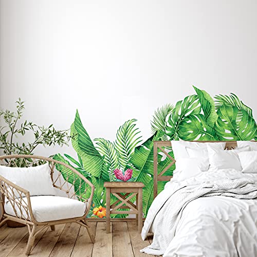 Decowall Dat-2019 Tropical Plant Wall Stickers Wall Decals Peel And Stick Removable Wall Stickers For Kids Nursery Bedroom Living Room #TOP2
