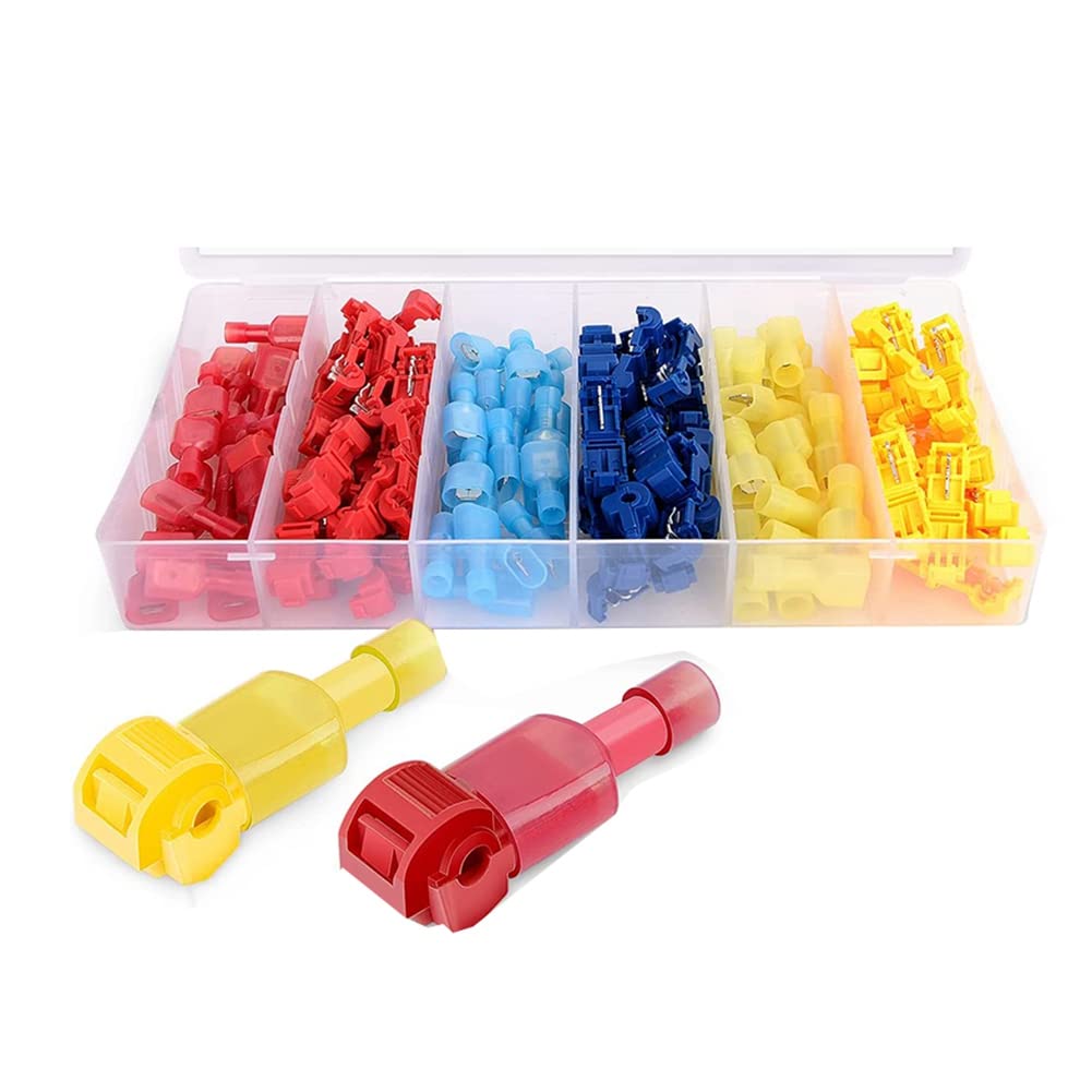 120 Pcs/60 Pairs Quick Splice Wire Terminals T-Tap Self-Stripping with Nylon Fully Insulated Male Quick Disconnects