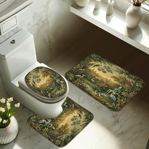 Rideau de douche perroquets et roses en polyester imperméable vert 183x183 cm