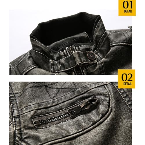 Chaqueta de cuero para moto para hombre, tamaño 7X-Large miniatura 5