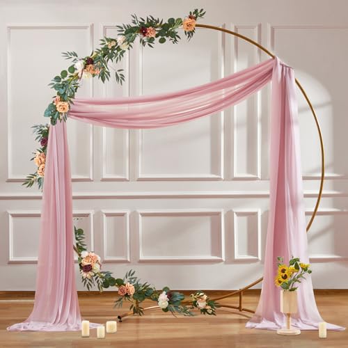 Image of Wedding Arch Draping Fabric, 1 Panel 30 inch x 20Ft Dusty Rose Sheer Curtain Drapes Extra Wide & Long Backdrop Curtains for Easter Bridal Shower Backdrop Outdoor Party Arches Church Ceremony Decoration