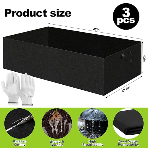 meiqidi 3 Sets 4 x 2 x 1 ft Thick Raised Garden Bed Liner Bags, Breathable by meiqidi - Used condition - Image 3