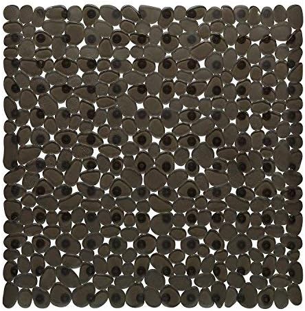 Bathsafe Anti-slip Square Pebbles Shower Mat Large Anti-Bacterial Safety Bath Mat Suction Mat for Shower or Tub,Non-slip Bathtub Mat,54x54CM,Clear