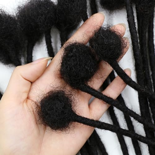 IXIMII 60 Strands 12 inch Dreadlock Extensions Human Hair 0.4cm Full Handmade Permanent Locs Extensions Soft Natural Black Dreads with Needle and Comb for Men and Women,Can Be Dyed Bleached - Thumbnail 6