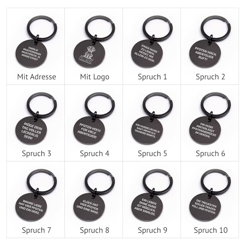 FELLSOCKE Personalisierte Hundemarke aus Edelstahl - 25mm | 30mm | 35mm, Individuell gravierbar, Robuste Tiermarke, Dogtag Anhänger Hunde, Pferde, Katzen & Welpen (Schwarz, 25 mm)